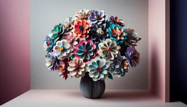 Flores artesanais com papel de revistas: transformando lixo em beleza