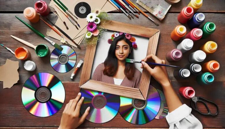 porta-retratos artesanais com cds reciclados e papel: ideias incríveis