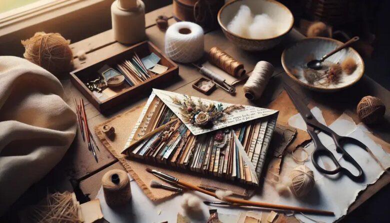Envelopes artesanais com papel de livros reciclados para surpreender