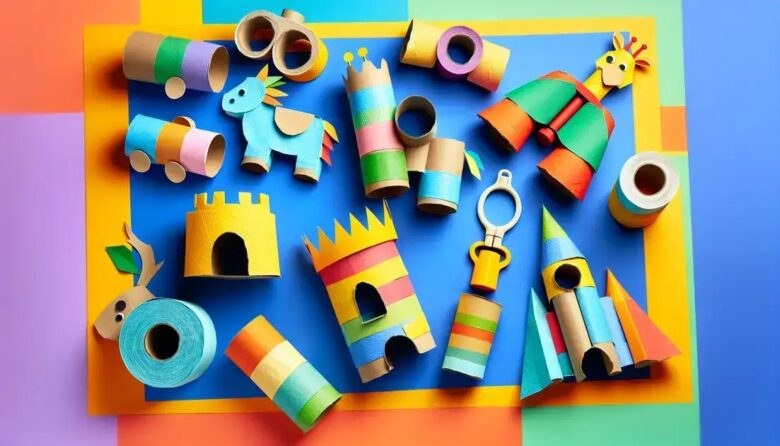 Brinquedos infantis com rolos de papel higiênico reciclados: diversão sustentável
