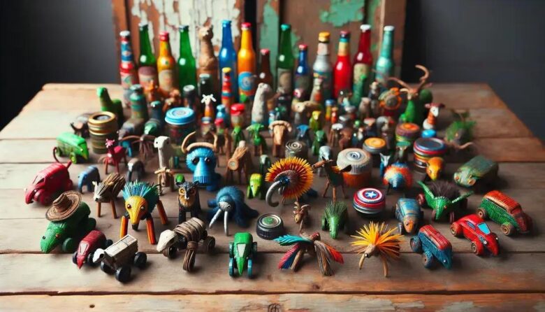 Brinquedos recicláveis: crie com tampinhas e palitos em casa