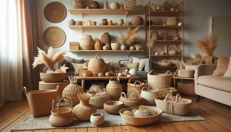 cestos organizadores com palha natural e fibras de sisal: estilo e sustentabilidade